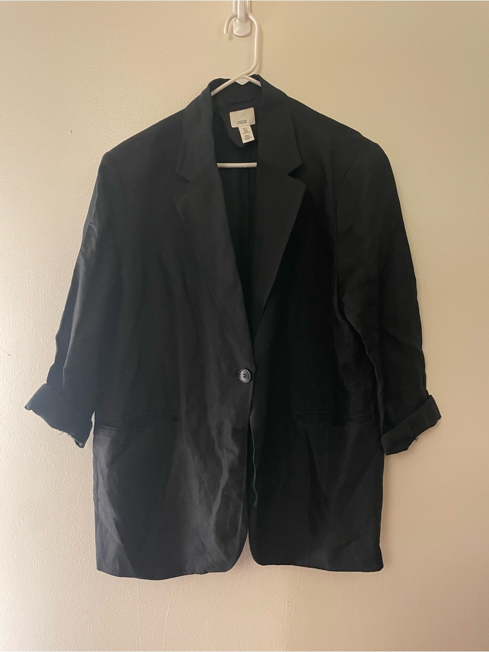 H&M Black Linen-Blend Blazer